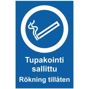 Tupakointi sallittu Rökning tillåten opaste