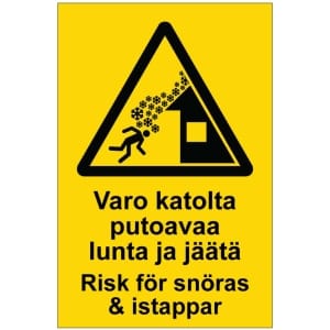 Varo katolta putoavaa lunta Risk för snöras & istappar opaste