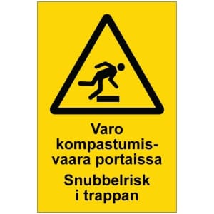 Varo kompastumisvaara portaissa Snubbelrisk i trappan opaste
