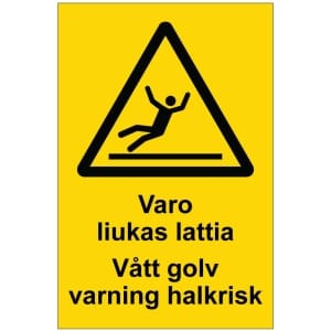 Varo liukas lattia Vått golv varning halkrisk opaste