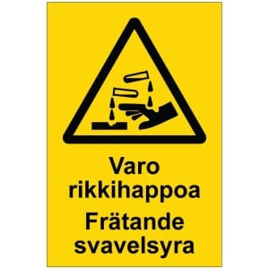 Varo rikkihappoa Frätande svavelsyra opaste